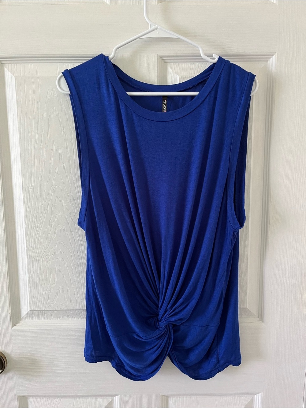 Splash Twist-Front Sleeveless Tank Top - Cobalt Blue